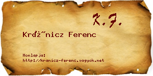 Kránicz Ferenc névjegykártya