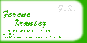 ferenc kranicz business card