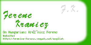 ferenc kranicz business card